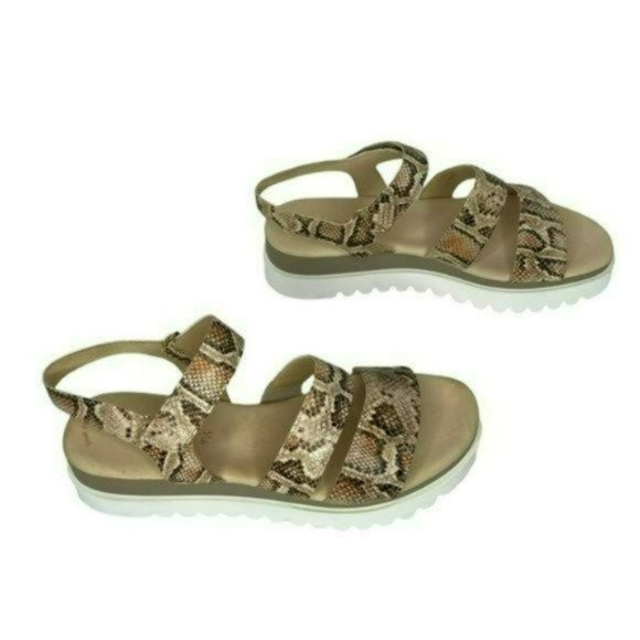 Gabor Snakeskin Tan Cross Strap Leather Open Platform Toe Sandals Size 7.5 - Picture 5 of 11